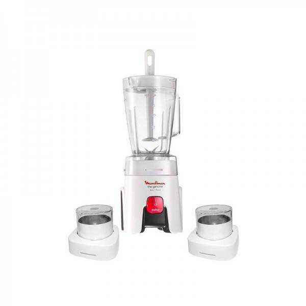 Blender MOULINEX 500W + 2 Moulins à Café - Blanc (LM242B25)