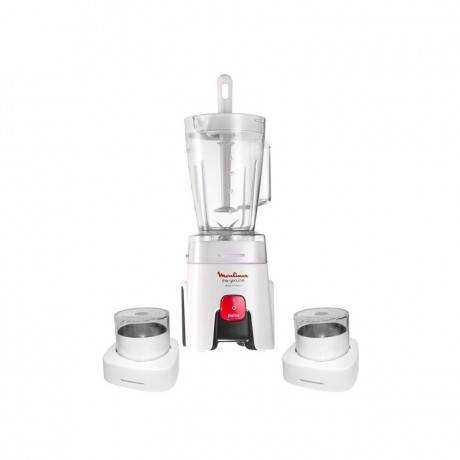 Blender MOULINEX 500W + 2 Moulins à Café - Blanc (LM242B25)