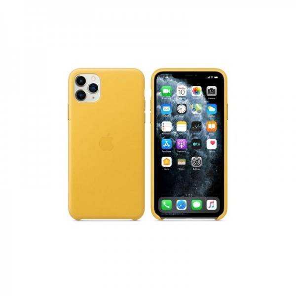 Étui en Cuir iPhone 11 pro max - Jaune prix tunisie