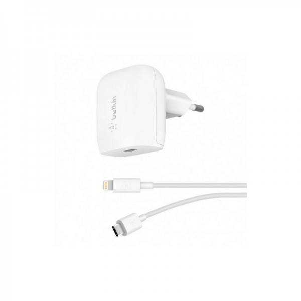 CHARGEUR SECTEUR BELKIN BOOST CHARGE 18W + CÂBLE USB TYPE C VERS LIGHNING / BLANC prix tunisie