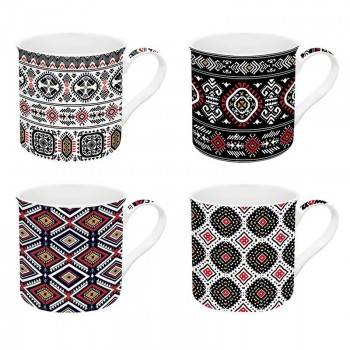 SET 4 MUGS 300 ML PORCELAINE EASY LIFE - GLOBAL ETHNIC INCAS prix tunisie