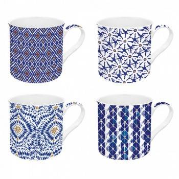 SET 4 MUGS 300 ML PORCELAINE EASY LIFE - GLOBAL ETHNIC SHIBORI prix tunisie