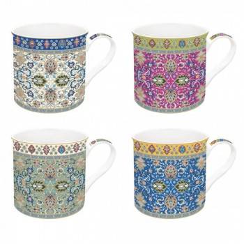 SET 4 MUGS 300 ML PORCELAINE EASY LIFE - GLOBAL ETHNIC PERSAIN