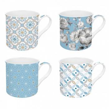 SET 4 MUGS 300 ML PORCELAINE EASY LIFE - TREND & COLOR LIGHT BLUE