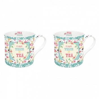 SET 2 MUGS 300 ML PORCELAINE EASY LIFE DISTY TEA BLUE