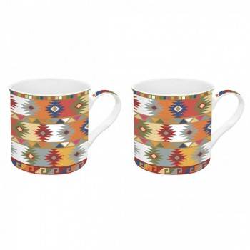 SET 2 MUGS 300 ML PORCELAINE EASY LIFE GLOBAL ETHIC AZTEC 1