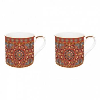 SET 2 MUGS 300 ML PORCELAINE EASY LIFE MANDALA RED PRIX TUNISIE